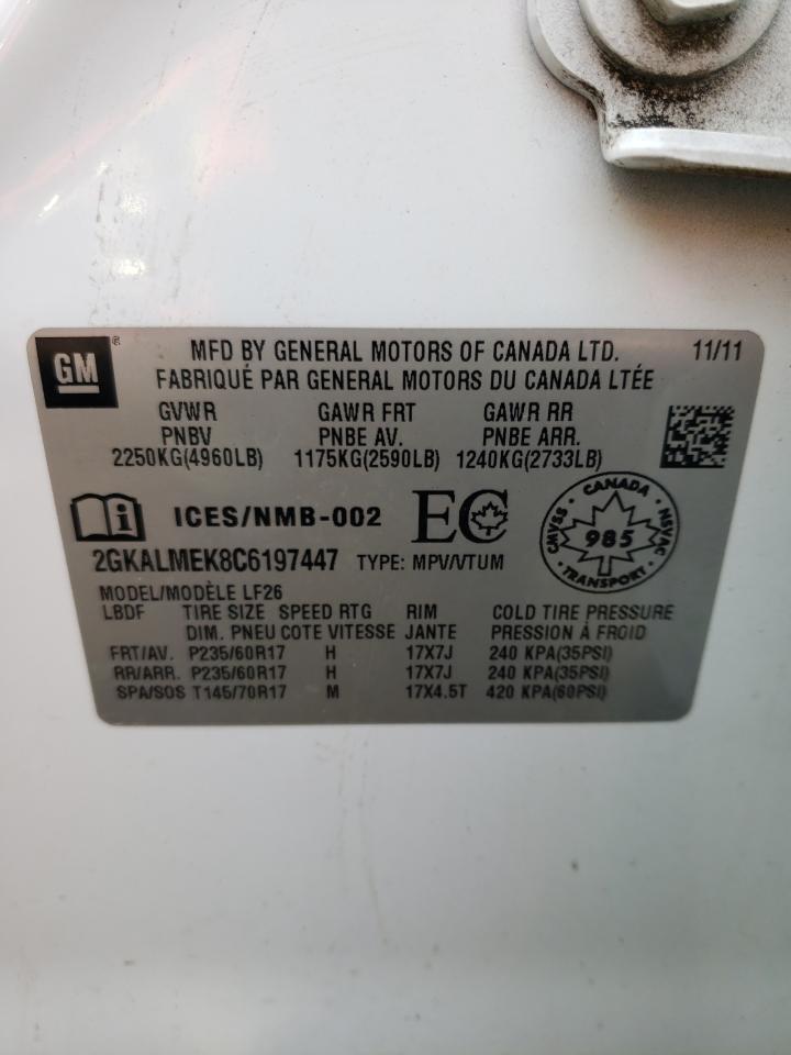 Photo 10 from auction – 2012 GMC TERRAIN SL with VIN 2GKALMEK8C6197447