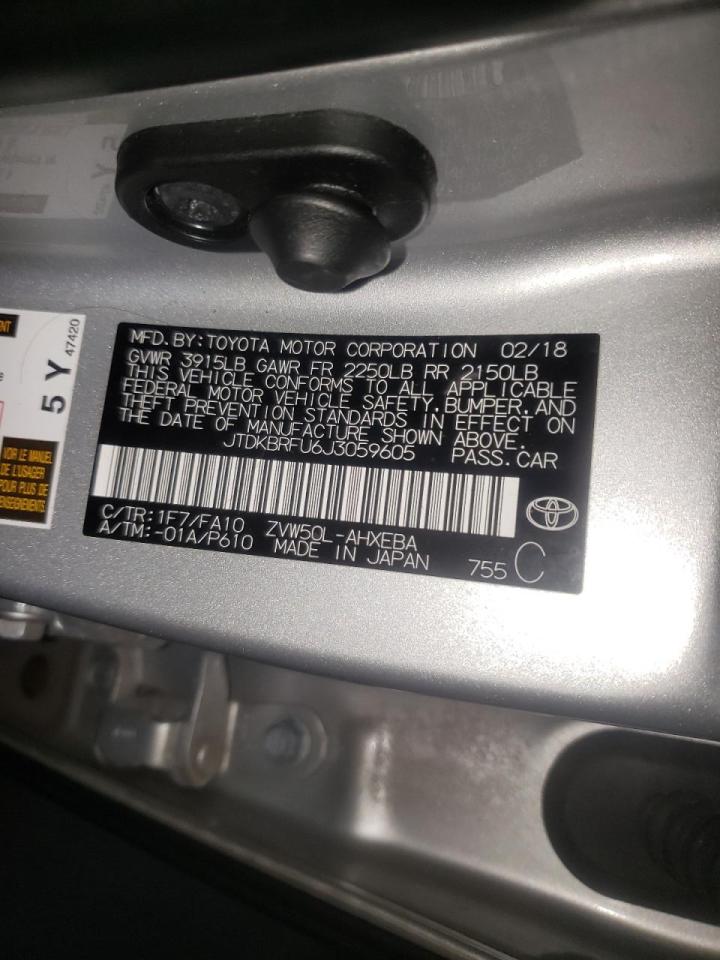 Photo 10 from auction – 2018 TOYOTA PRIUS with VIN JTDKBRFU6J3059605