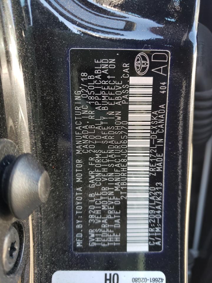 Photo 10 from auction – 2018 TOYOTA COROLLA L with VIN 2T1BURHE8JC065770