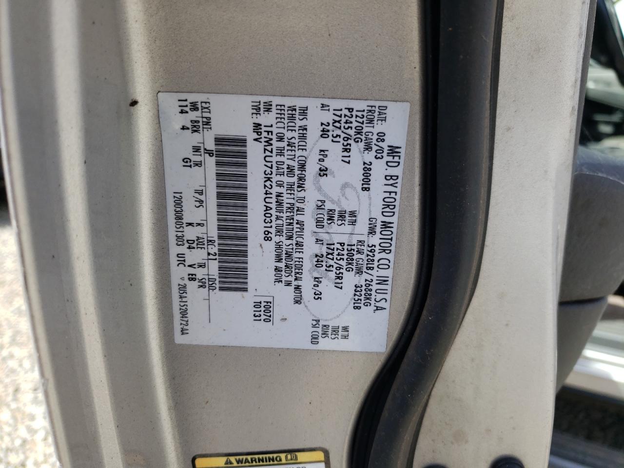 Photo 10 from auction – 2004 FORD EXPLORER X with VIN 1FMZU73K24UA03168