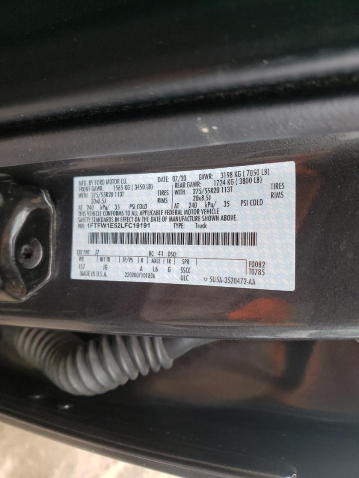 Photo 10 from auction – 2020 FORD F150 SUPER with VIN 1FTFW1E52LFC19191