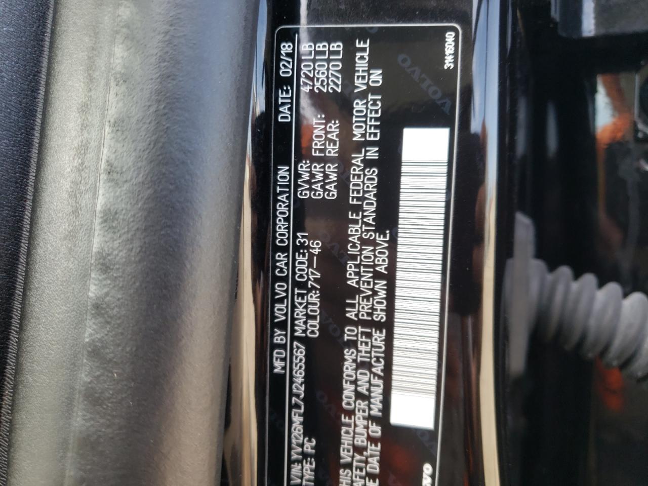 Photo 10 from auction – 2018 VOLVO S60 DYNAMI with VIN YV126MFL7J2465567