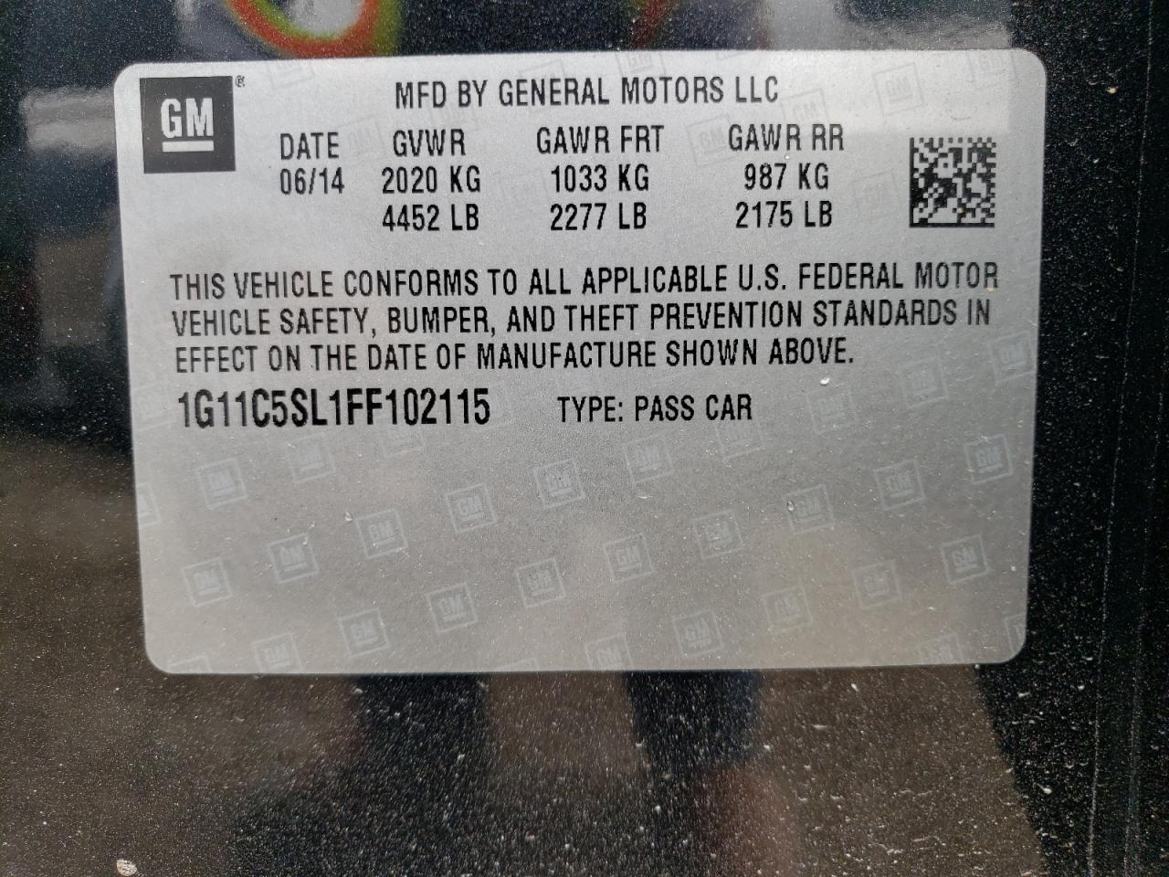 Photo 10 from auction – 2015 CHEVROLET MALIBU with VIN 1G11C5SL1FF102115