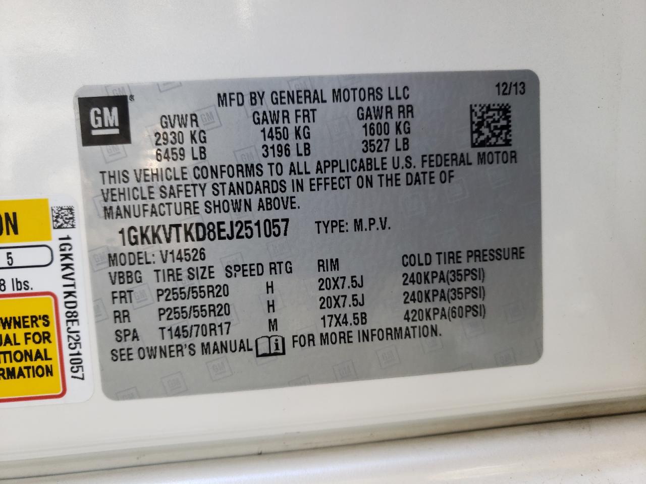 Photo 10 from auction – 2014 GMC ACADIA DEN with VIN 1GKKVTKD8EJ251057