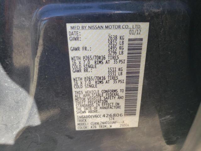 Photo 10 from auction – 2012 NISSAN FRONTIER S with VIN 1N6AD0EV6CC426806