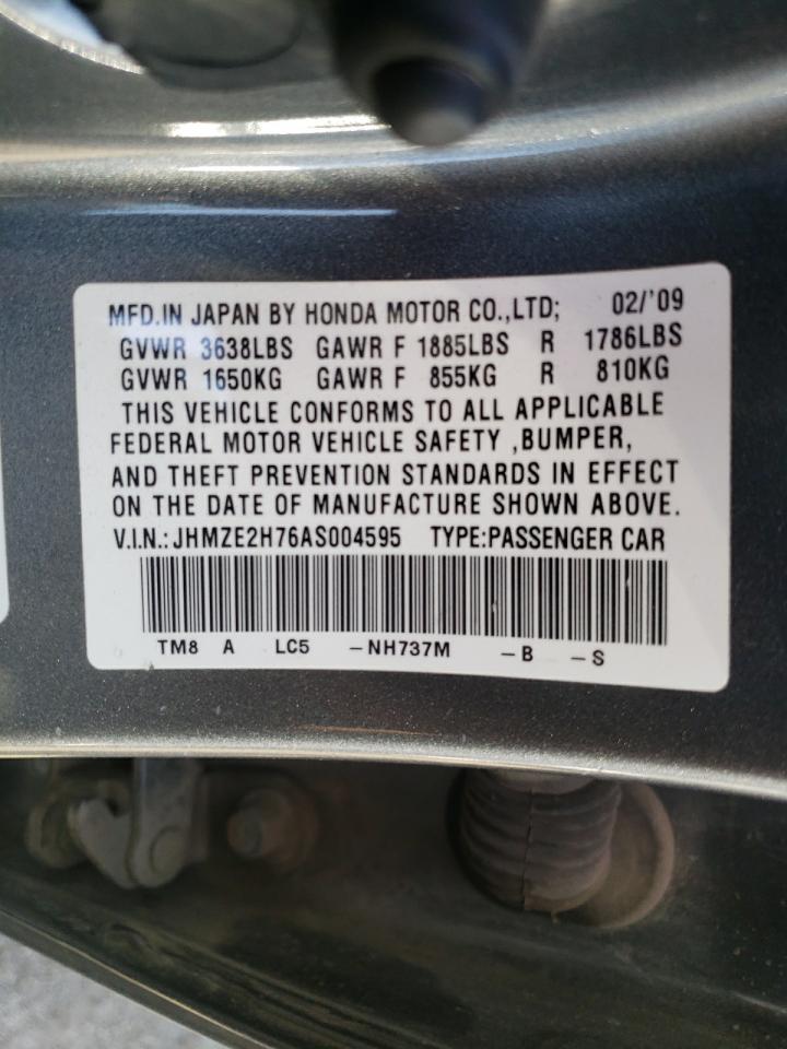 Photo 10 from auction – 2010 HONDA INSIGHT EX with VIN JHMZE2H76AS004595
