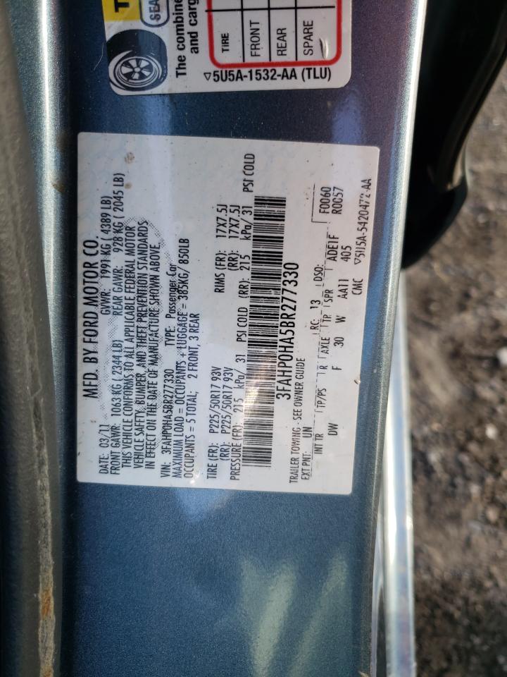 Photo 10 from auction – 2011 FORD FUSION SE with VIN 3FAHP0HA5BR277330