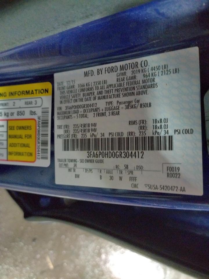 Photo 10 from auction – 2016 FORD FUSION SE with VIN 3FA6P0HD0GR304412