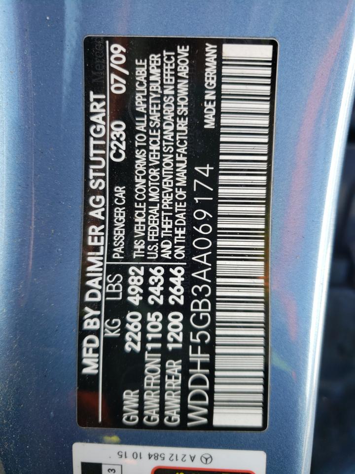 Photo 10 from auction – 2010 MERCEDES-BENZ E 350 with VIN WDDHF5GB3AA069174