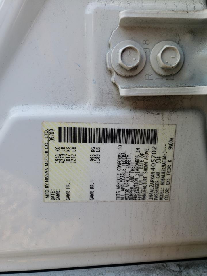 Photo 10 from auction – 2010 NISSAN ALTIMA BAS with VIN 1N4AL2APXAN405702