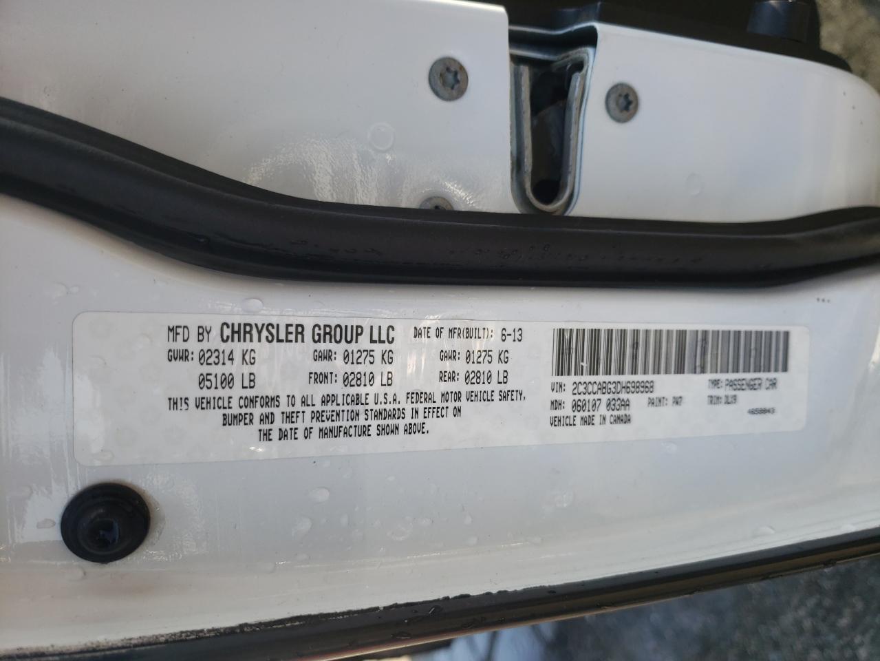 Photo 10 from auction – 2013 CHRYSLER 300 S with VIN 2C3CCABG3DH698968