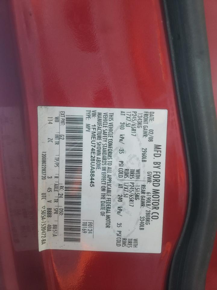 Photo 10 from auction – 2008 FORD EXPLORER E with VIN 1FMEU74E28UA88445