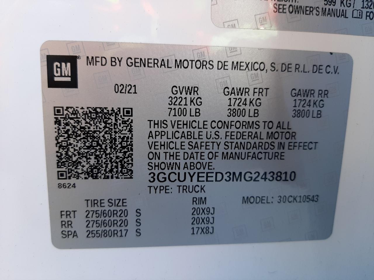 Photo 10 from auction – 2021 CHEVROLET SILVERADO with VIN 3GCUYEED3MG243810