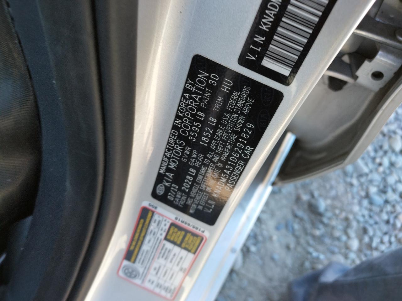 Photo 10 from auction – 2013 KIA RIO LX with VIN KNADM5A31D6291829