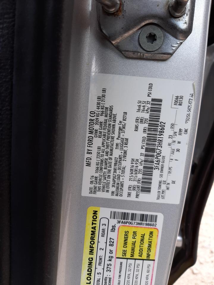 Photo 10 from auction – 2017 FORD FUSION S with VIN 3FA6P0G73HR198602
