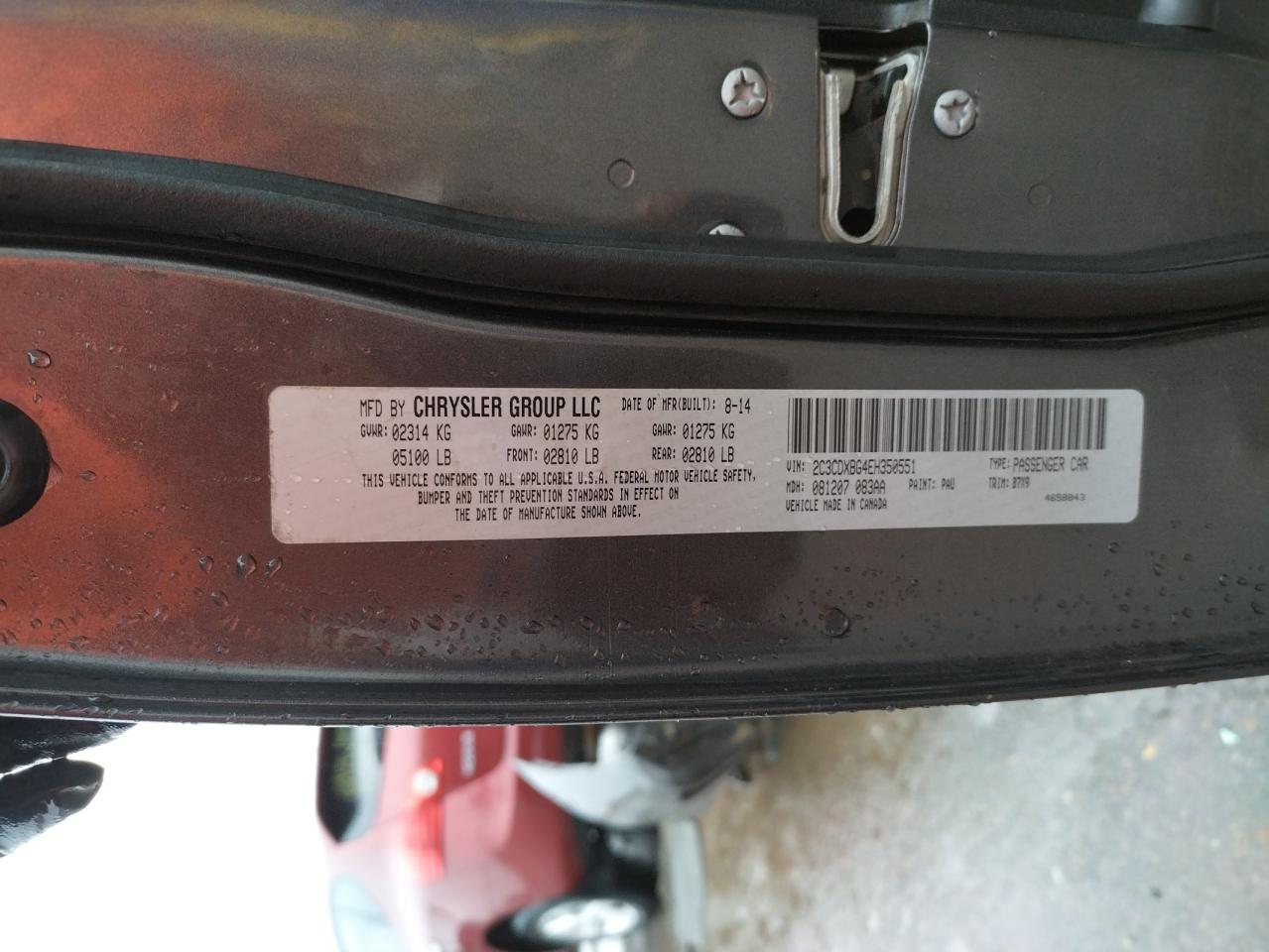 Photo 10 from auction – 2014 DODGE CHARGER SE with VIN 2C3CDXBG4EH350551