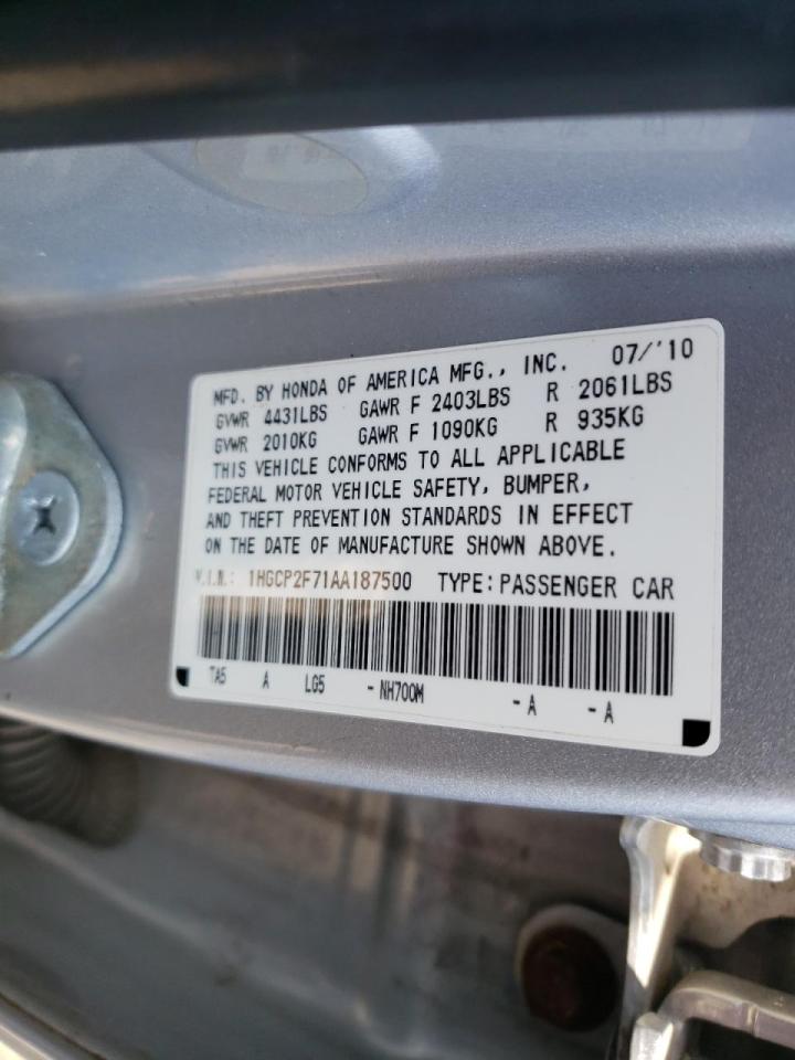 Photo 10 from auction – 2010 HONDA ACCORD EX with VIN 1HGCP2F71AA187500
