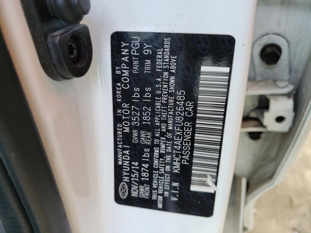Photo 10 from auction – 2015 HYUNDAI ACCENT with VIN KMHCT4AEXFU826485