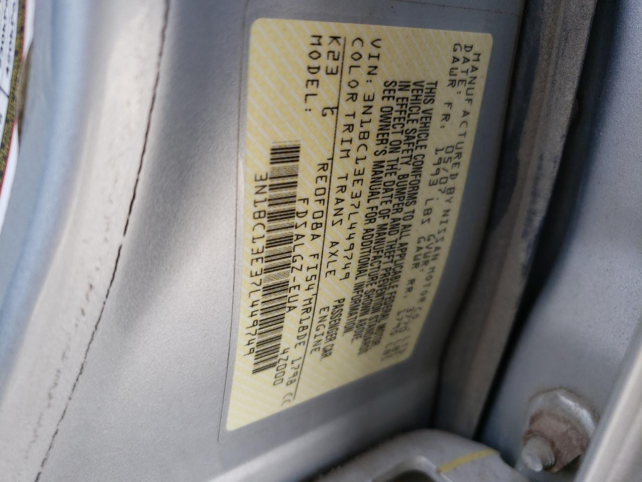 Photo 10 from auction – 2007 NISSAN VERSA S with VIN 3N1BC13E37L449749