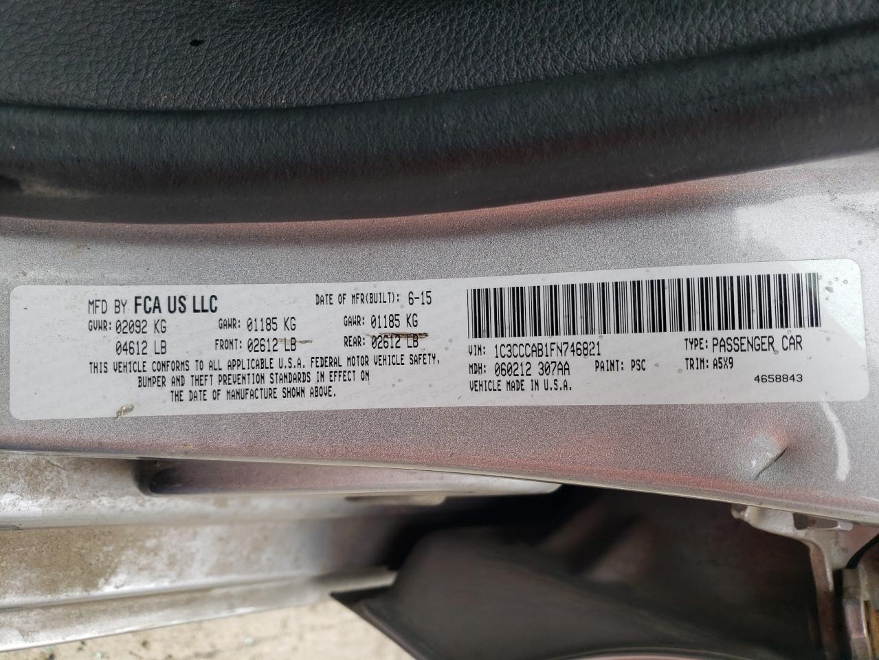 Photo 10 from auction – 2015 CHRYSLER 200 LIMITE with VIN 1C3CCCAB1FN746821