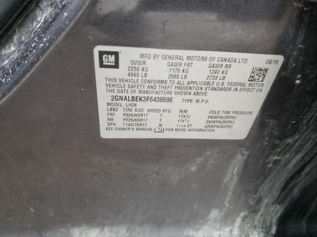 Photo 10 from auction – 2015 CHEVROLET EQUINOX LT with VIN 2GNALBEK3F6438696