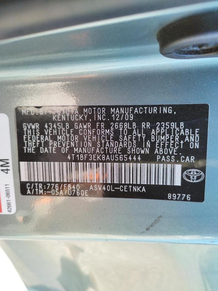Photo 10 from auction – 2010 TOYOTA CAMRY BASE with VIN 4T1BF3EK8AU565444