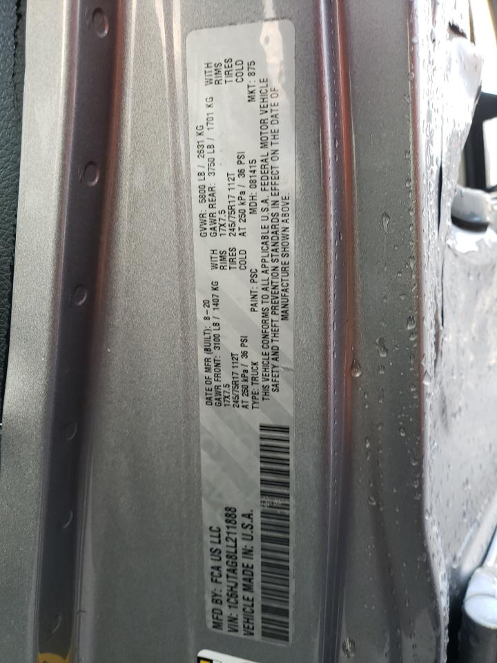 Photo 10 from auction – 2020 JEEP GLADIATOR with VIN 1C6HJTAG8LL211888