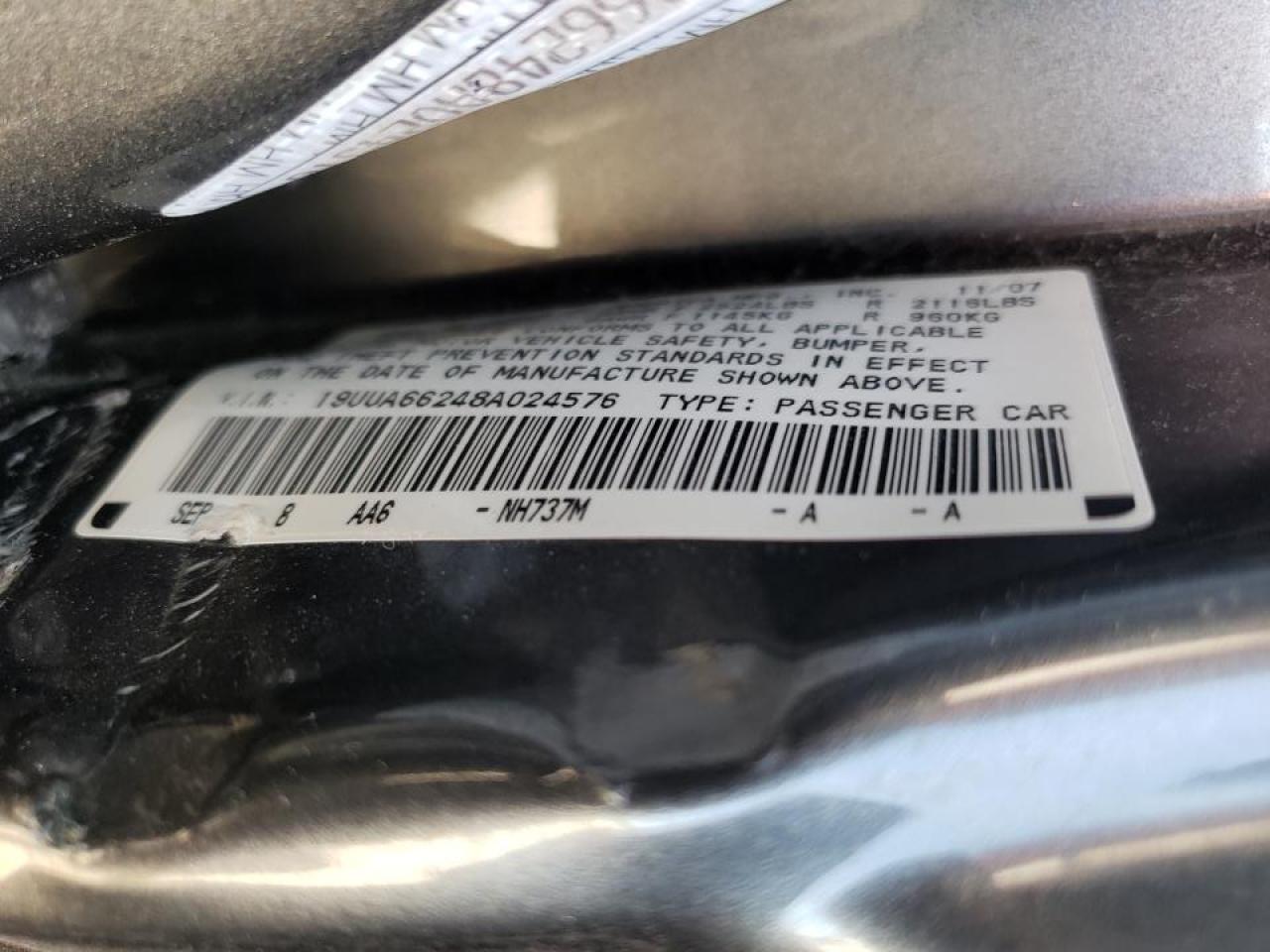 Photo 10 from auction – 2008 ACURA TL with VIN 19UUA66248A024576