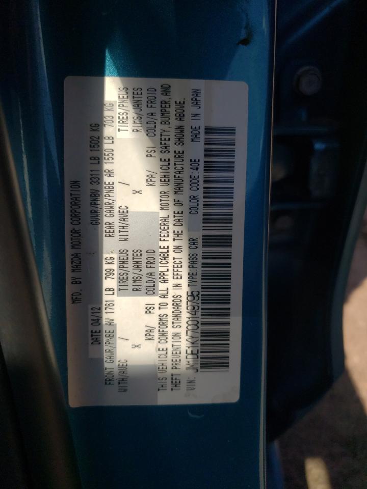 Photo 10 from auction – 2012 MAZDA MAZDA2 with VIN JM1DE1KY7C0149795