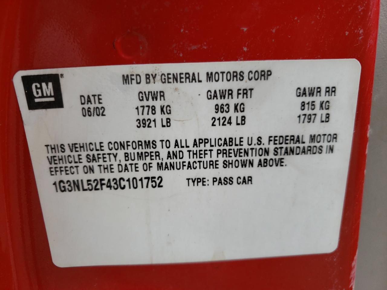 Photo 10 from auction – 2003 OLDSMOBILE ALERO GL with VIN 1G3NL52F43C101752