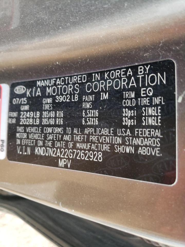 Photo 10 from auction – 2016 KIA SOUL with VIN KNDJN2A22G7262928