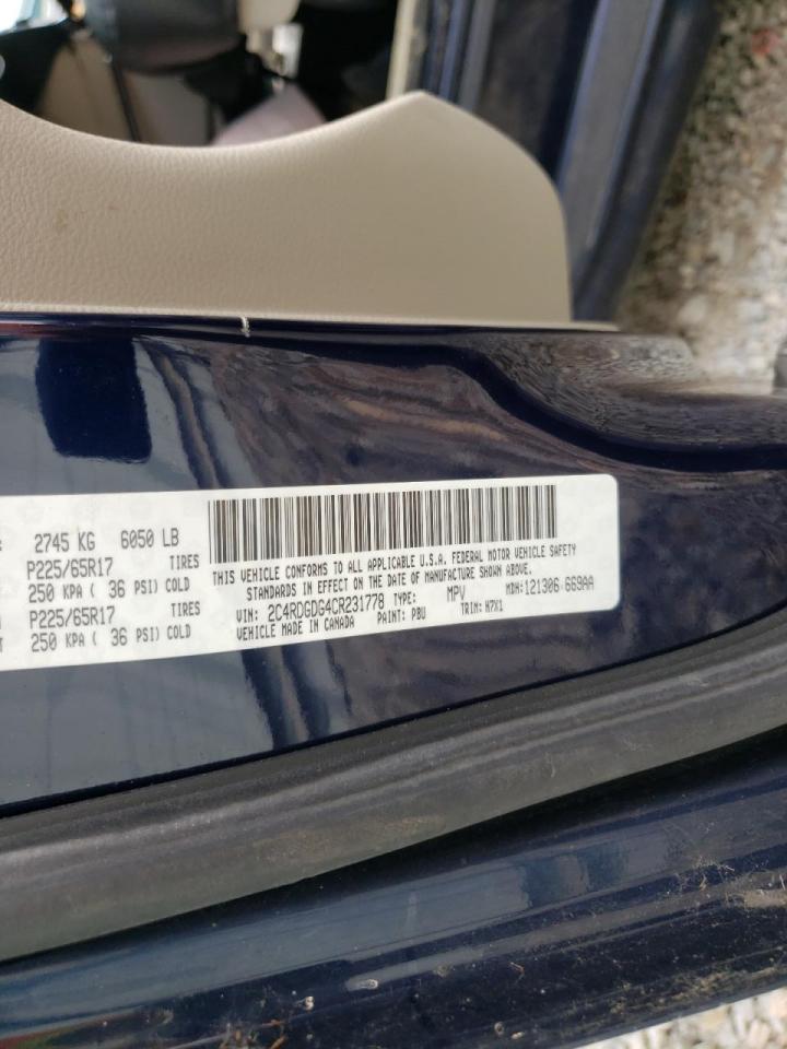 Photo 10 from auction – 2012 DODGE GRAND CARA with VIN 2C4RDGDG4CR231778