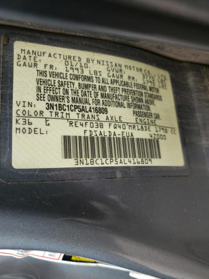 Photo 10 from auction – 2010 NISSAN VERSA S with VIN 3N1BC1CP5AL416809