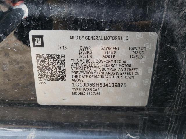 Photo 10 from auction – 2018 CHEVROLET SONIC LT with VIN 1G1JD5SH5J4139875