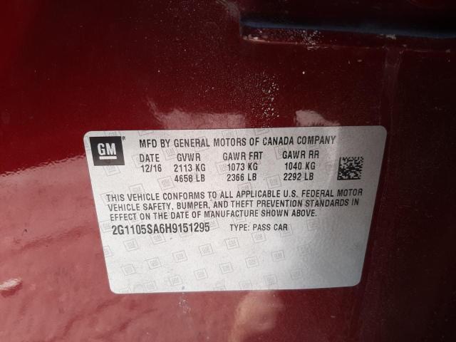 Photo 10 from auction – 2017 CHEVROLET IMPALA LT with VIN 2G1105SA6H9151295
