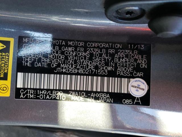 Photo 10 from auction – 2013 LEXUS CT 200 with VIN JTHKD5BH8D2171553