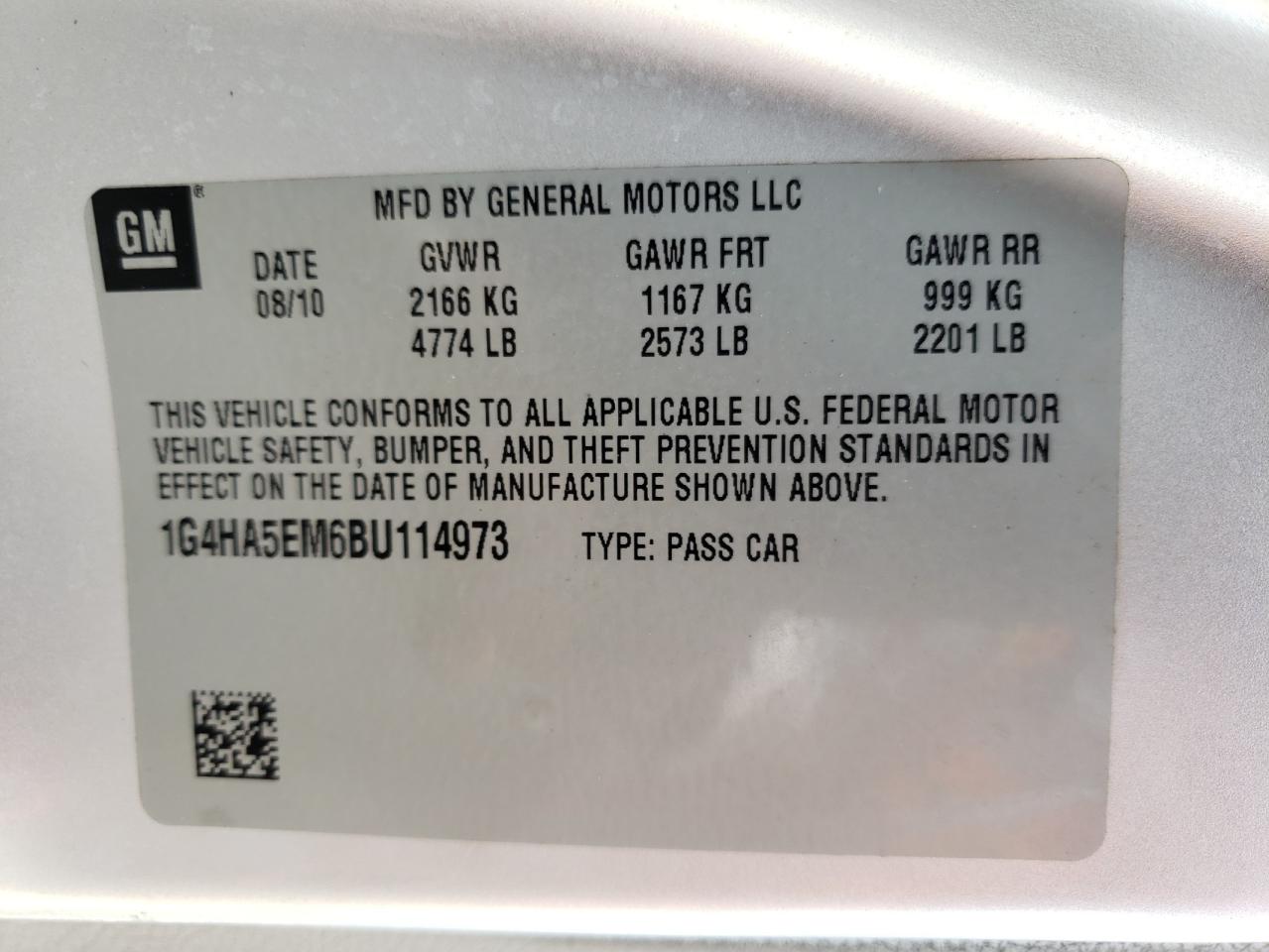 Foto 10 de la subasta – 2011 BUICK LUCERNE CX con VIN 1G4HA5EM6BU114973