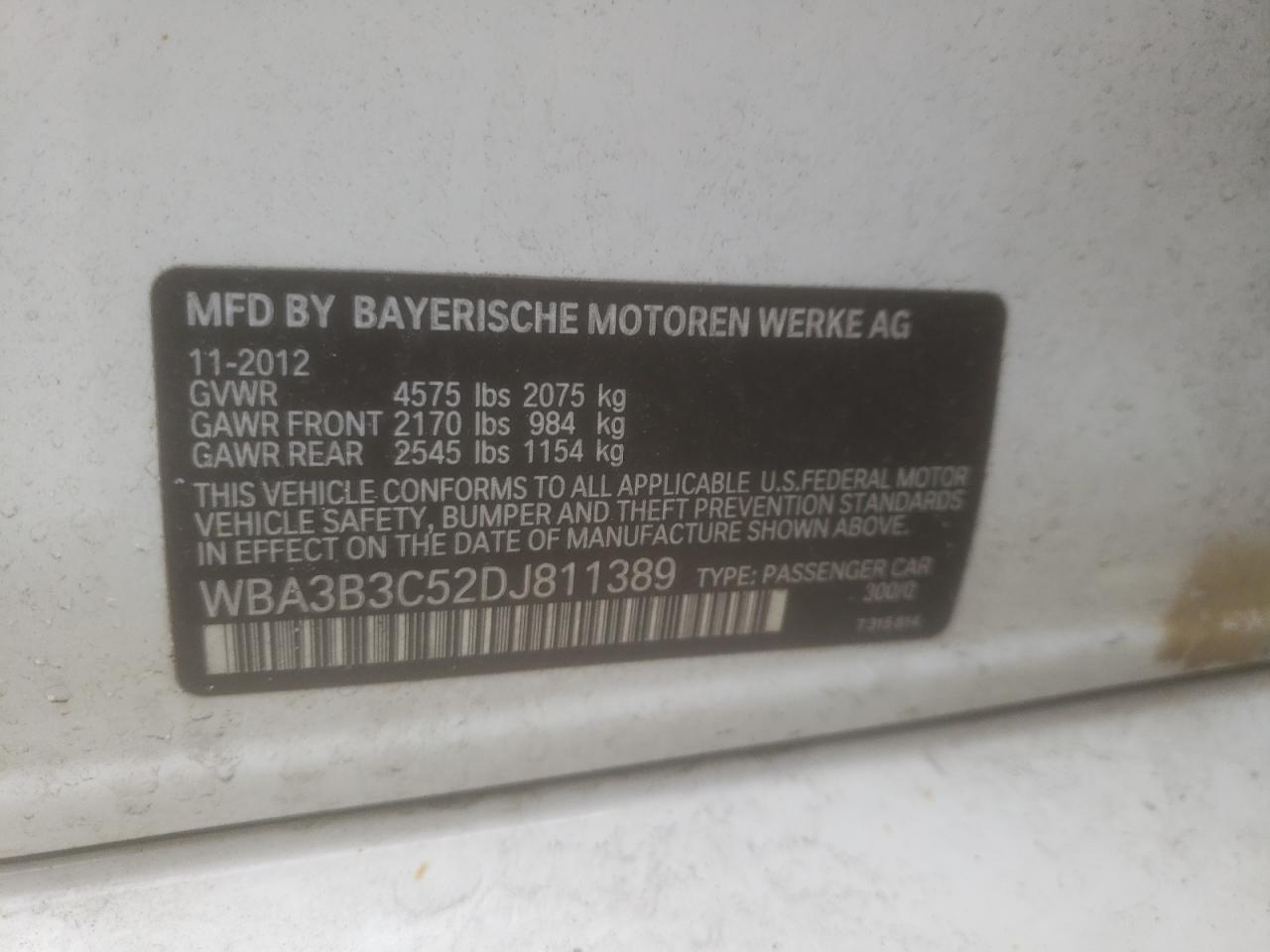 Photo 10 from auction – 2013 BMW 328 XI with VIN WBA3B3C52DJ811389