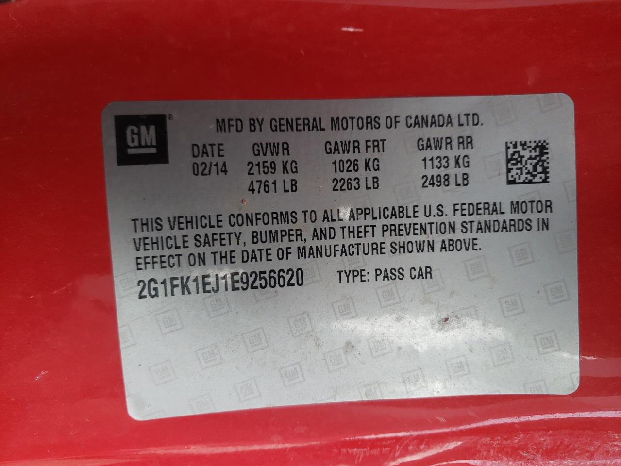 Photo 10 from auction – 2014 CHEVROLET CAMARO 2SS with VIN 2G1FK1EJ1E9256620