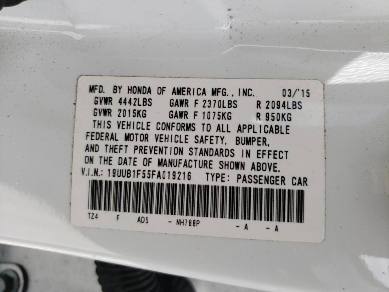 Foto 10 de la subasta – 2015 ACURA TLX TECH con VIN 19UUB1F55FA019216