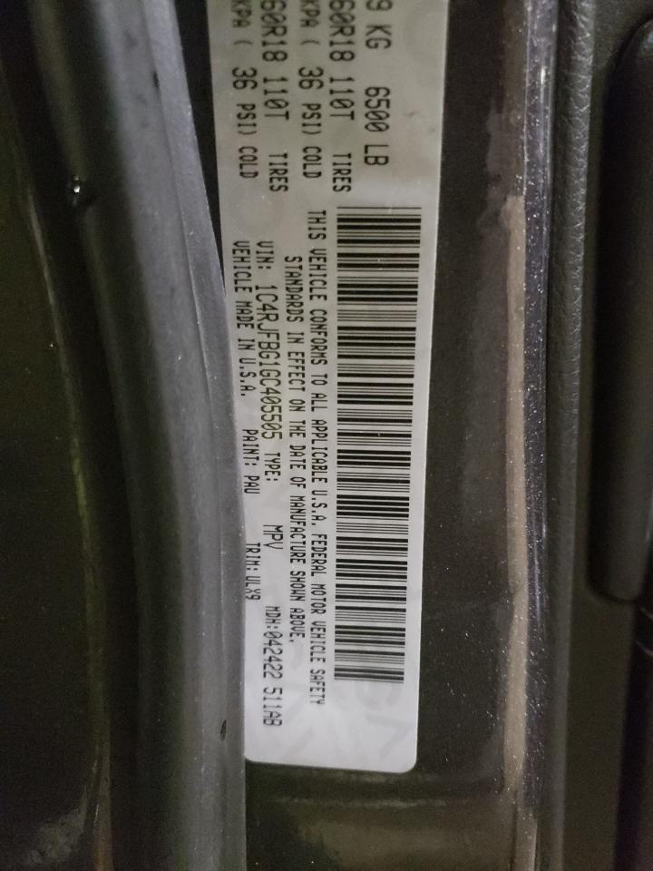 Photo 10 from auction – 2016 JEEP GRAND CHER with VIN 1C4RJFBG1GC405505