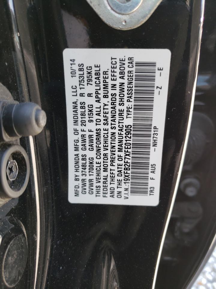 Photo 10 from auction – 2015 HONDA CIVIC SE with VIN 19XFB2F7XFE012905