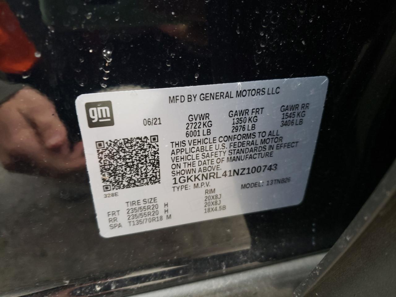 Photo 10 from auction – 2022 GMC ACADIA SLE with VIN 1GKKNRL41NZ100743