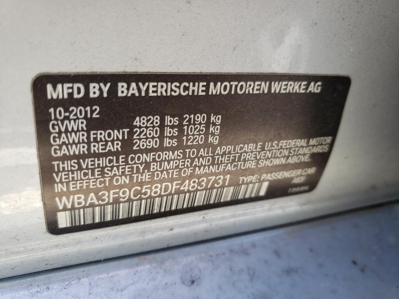Photo 10 from auction – 2013 BMW ACTIVEHYBR with VIN WBA3F9C58DF483731
