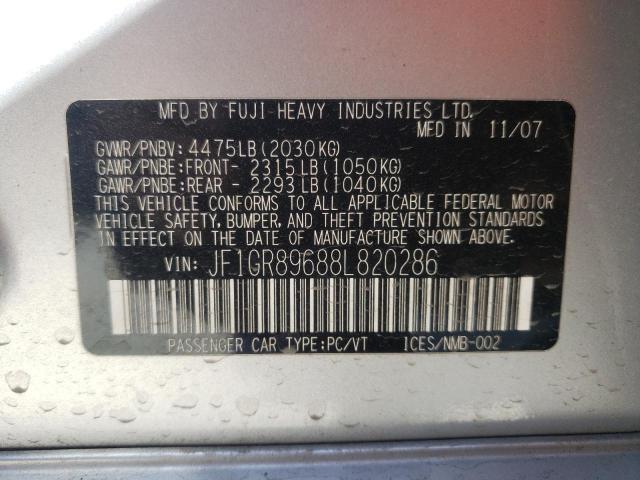 Photo 10 from auction – 2008 SUBARU IMPREZA WR with VIN JF1GR89688L820286