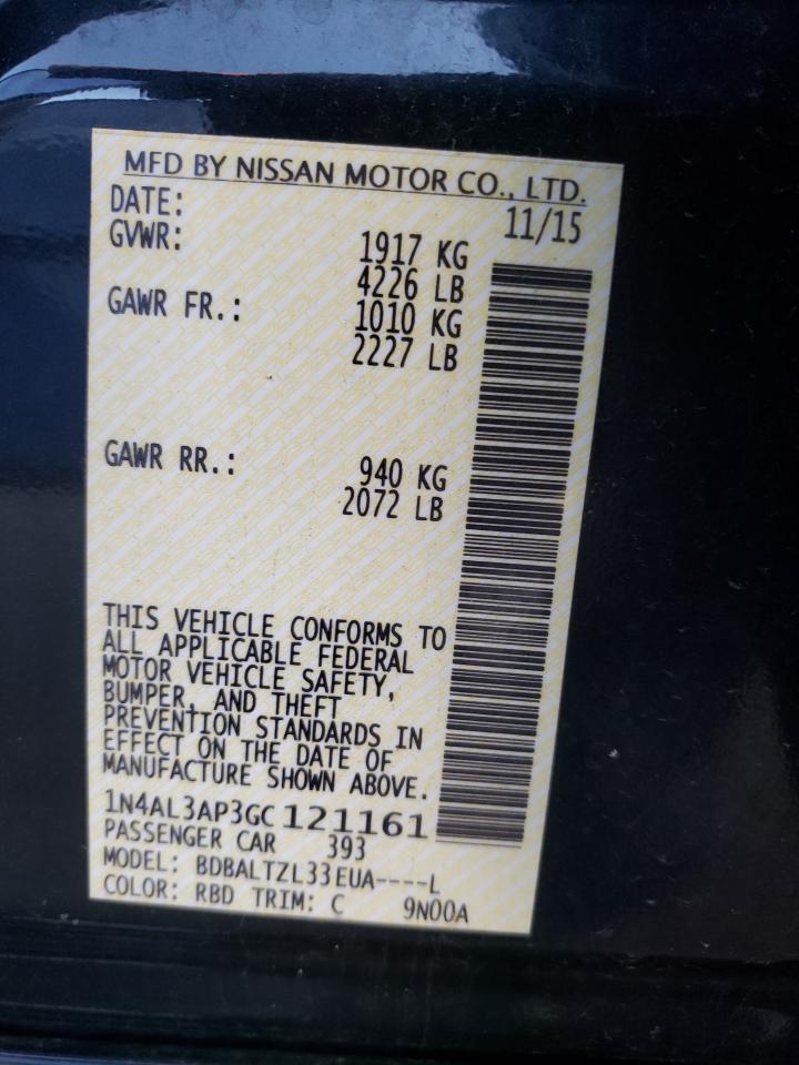 Photo 10 from auction – 2016 NISSAN ALTIMA 2.5 with VIN 1N4AL3AP3GC121161
