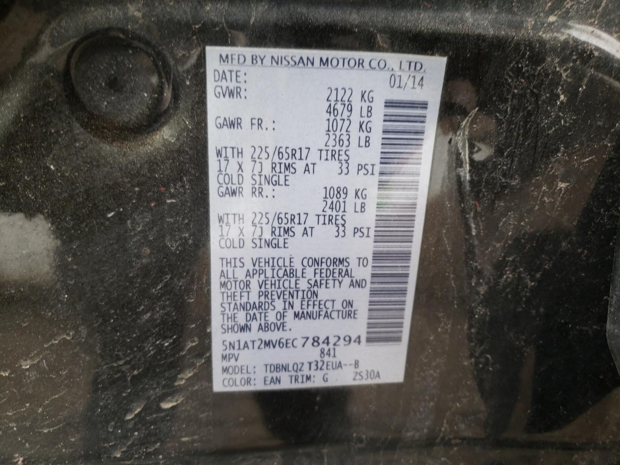 Photo 10 from auction – 2014 NISSAN ROGUE S with VIN 5N1AT2MV6EC784294