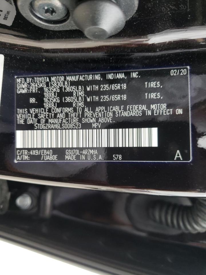 Photo 10 from auction – 2020 TOYOTA HIGHLANDER with VIN 5TDGZRAH6LS008523