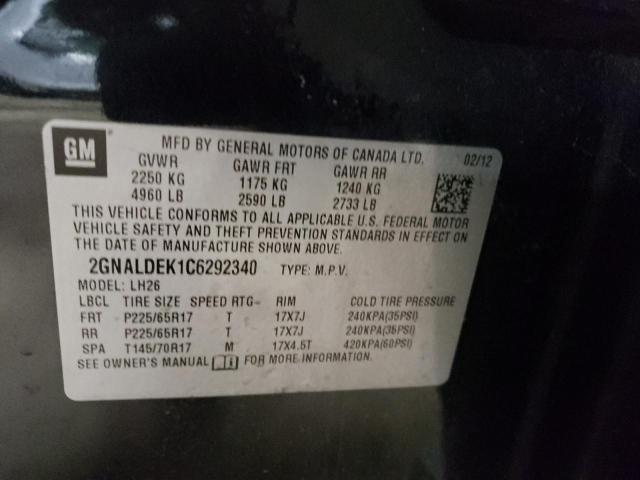Photo 10 from auction – 2012 CHEVROLET EQUINOX LT with VIN 2GNALDEK1C6292340