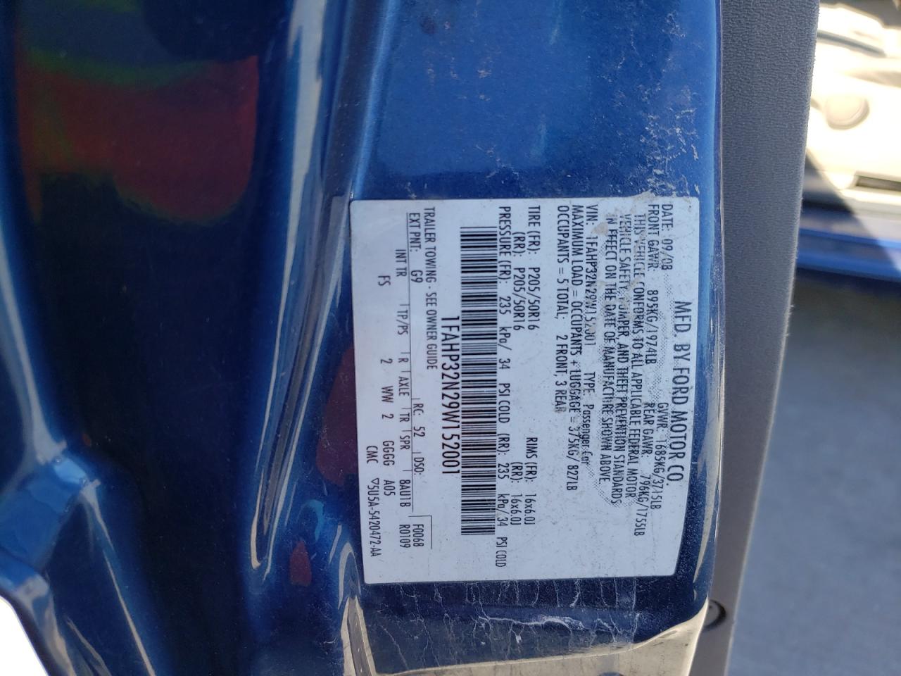 Photo 10 from auction – 2009 FORD FOCUS SE with VIN 1FAHP32N29W152001